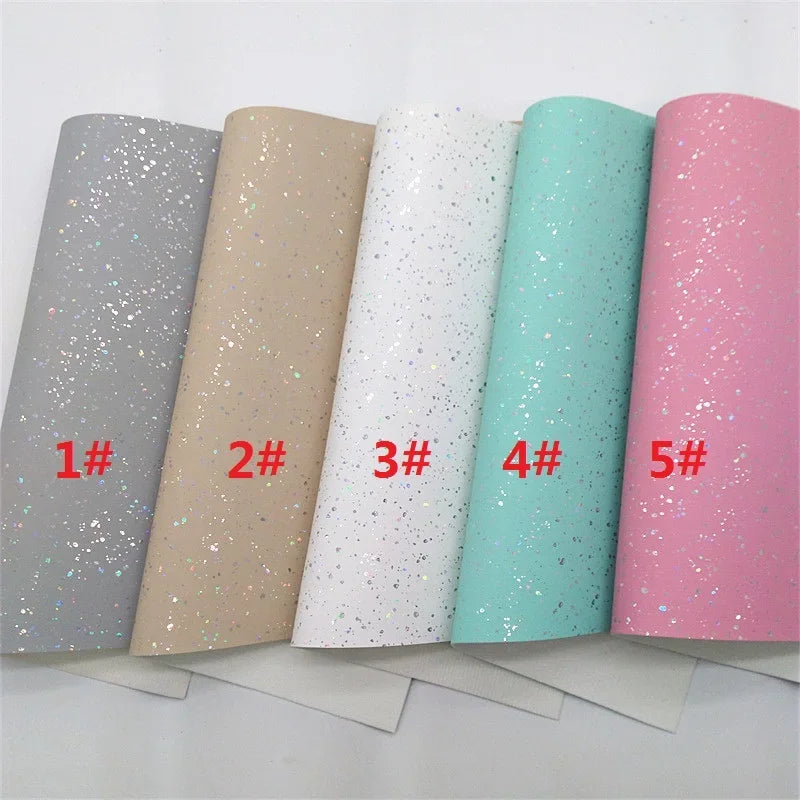 Pastel Colors Synthetic Leather Sheets Iridescent Glitter Faux Leather Fabric Felt Backing Leather For Craft DIY 21X29CM GM5210A