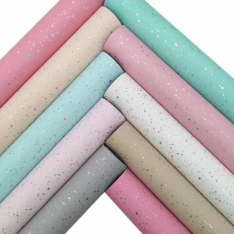 Pastel Colors Synthetic Leather Sheets Iridescent Glitter Faux Leather Fabric Felt Backing Leather For Craft DIY 21X29CM GM5210A