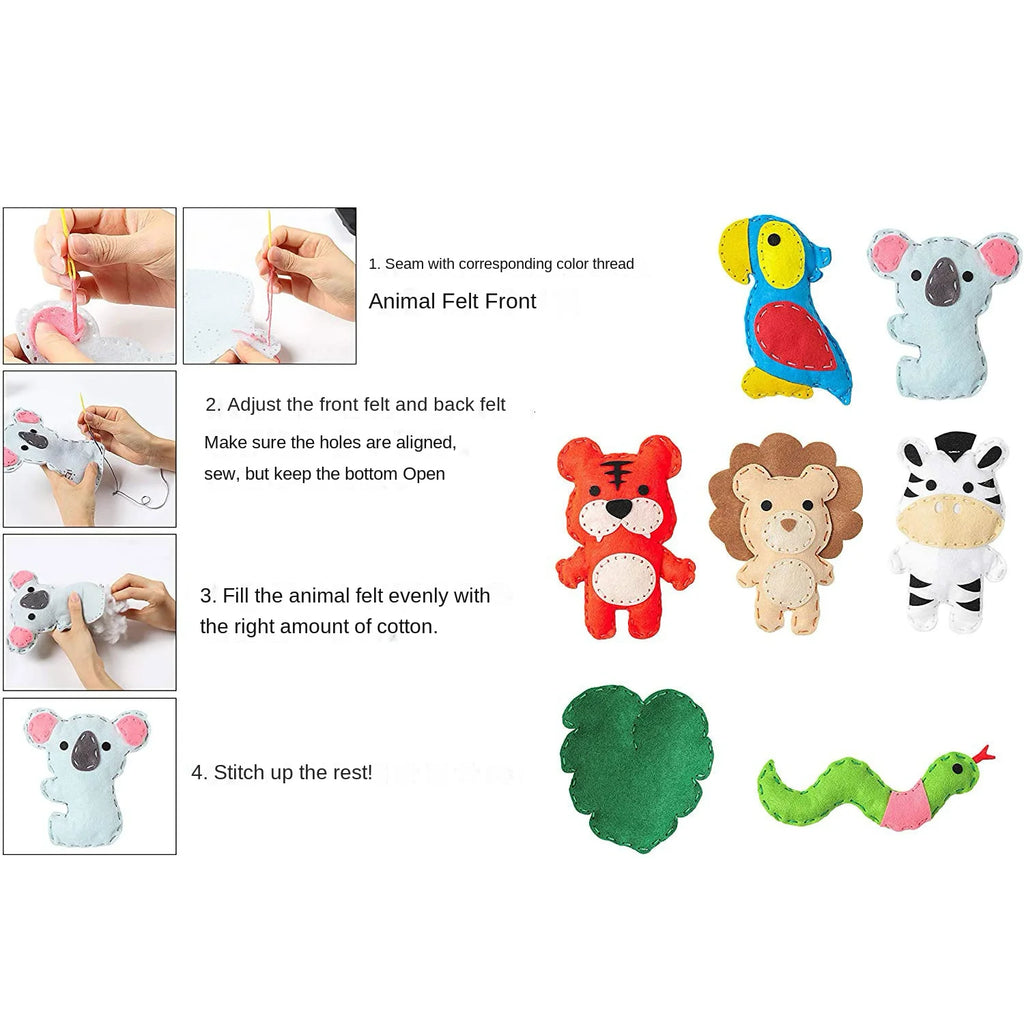 DIY Felt Animals Sewing Craft Kit for Beginners With Multiple Sewing Tools DIY Projects Craft and Sew Set Gift for Girls Boys
