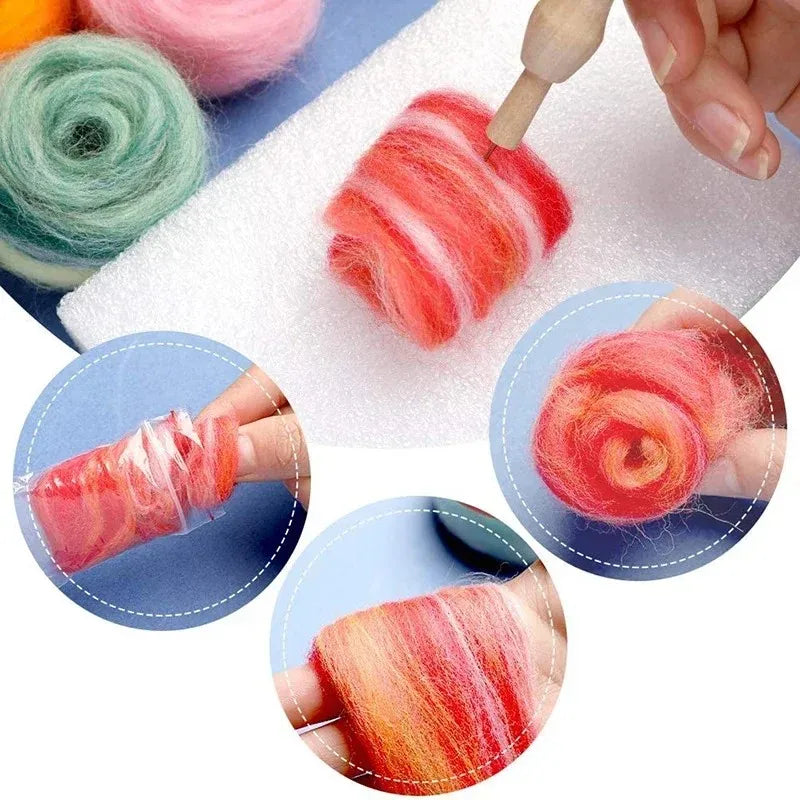 Top Quality 20Pc Wool Roving Fiber Set Random Colors Curly Fiber Needle Felting Kit DIY Craft Yarn For Needle Felting Projects