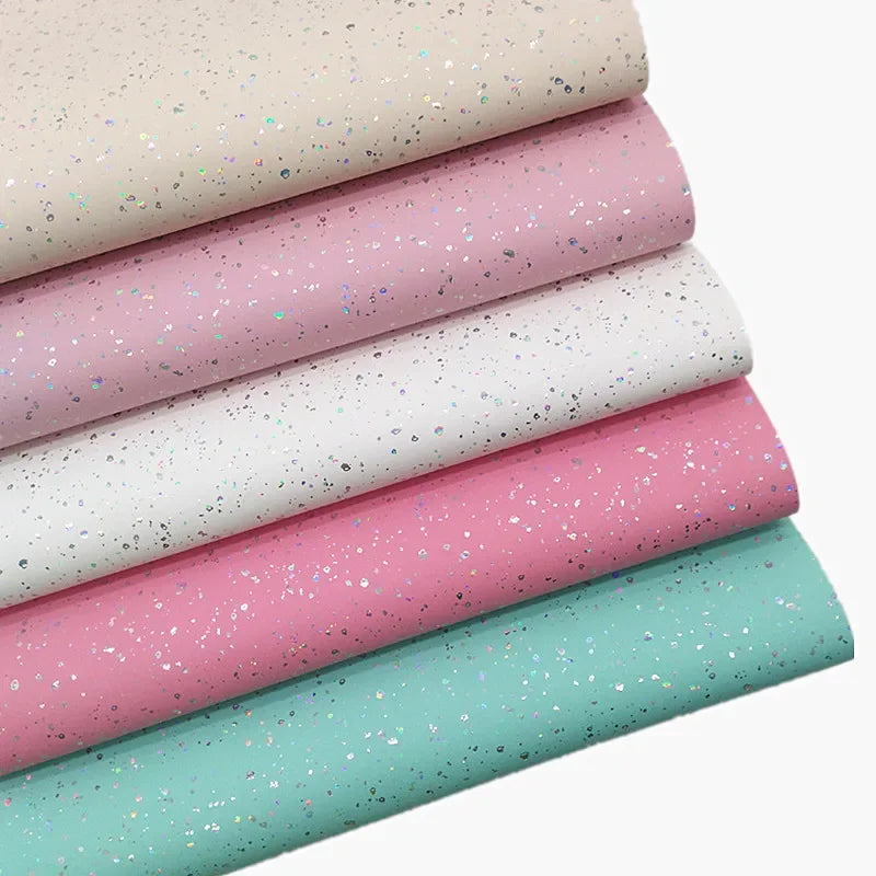 Pastel Colors Synthetic Leather Sheets Iridescent Glitter Faux Leather Fabric Felt Backing Leather For Craft DIY 21X29CM GM5210A
