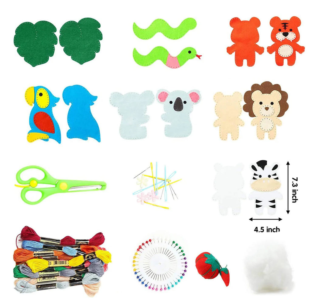 DIY Felt Animals Sewing Craft Kit for Beginners With Multiple Sewing Tools DIY Projects Craft and Sew Set Gift for Girls Boys