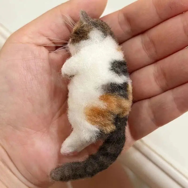 Sheep Felt Poke Cat Handmade Material Bag For Beginner Diy Wool Needle Felting Simulation Creative Animal Gifts